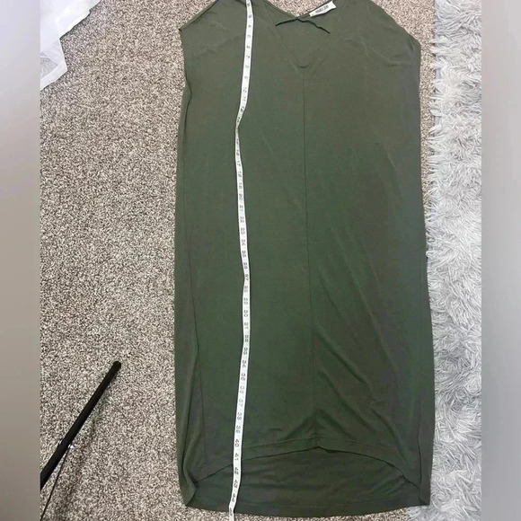 Double Zero V Neck Dress Olive Green high low dolman short sleeves size medium - Picture 7 of 7